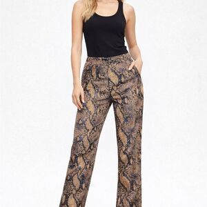 Snake Print High-Waisted Straight Leg Pants Y2K Trendy Statement Pants sz4 Edgy